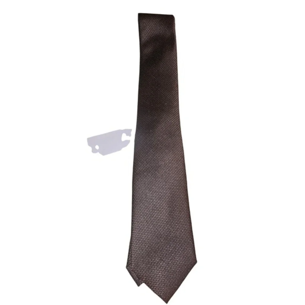 Tommy Hilfiger Mens‎ Silk Blend Geometric Pattern Tie Brown